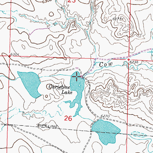 Topographic Map of Cow Camp Dam, WY