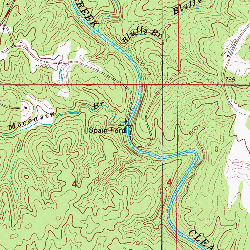 Topographic Map of Spain Ford, AL