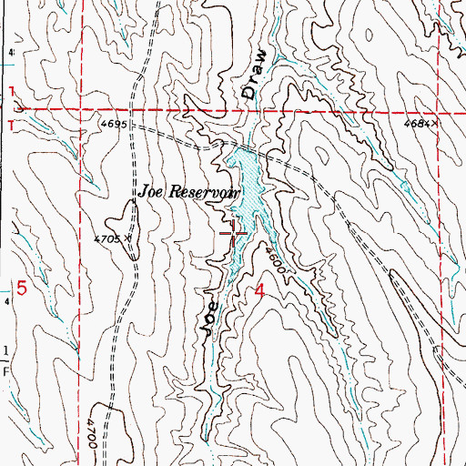 Topographic Map of Joe Dam, WY