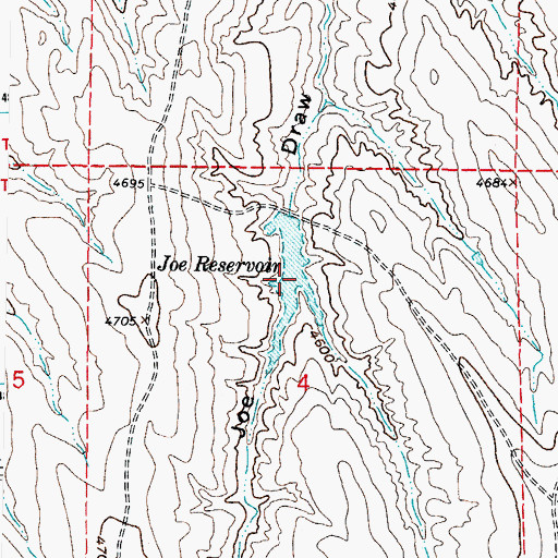 Topographic Map of Joe Reservoir, WY