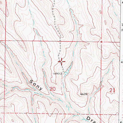 Topographic Map of Sony Dam, WY