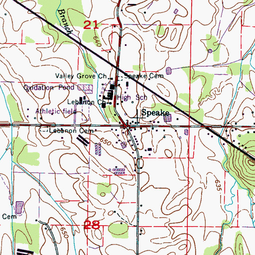 Topographic Map of Speake, AL