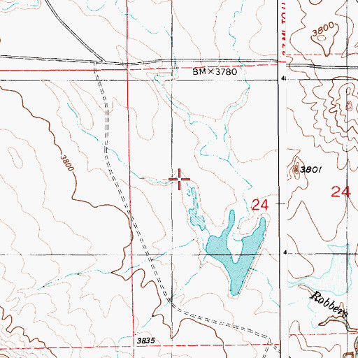 Topographic Map of Robbers Roost Dam, WY