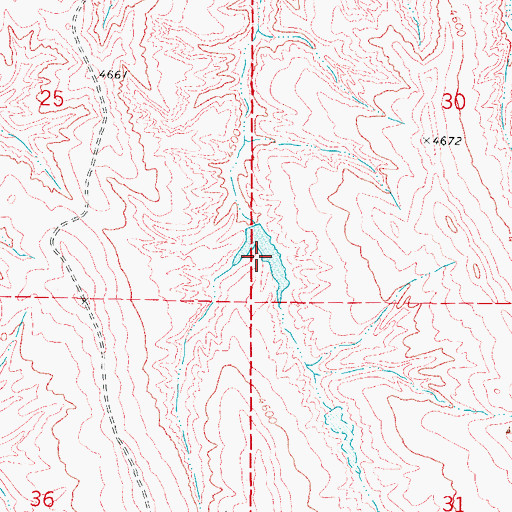 Topographic Map of Flaxa Number 1 Reservoir, WY