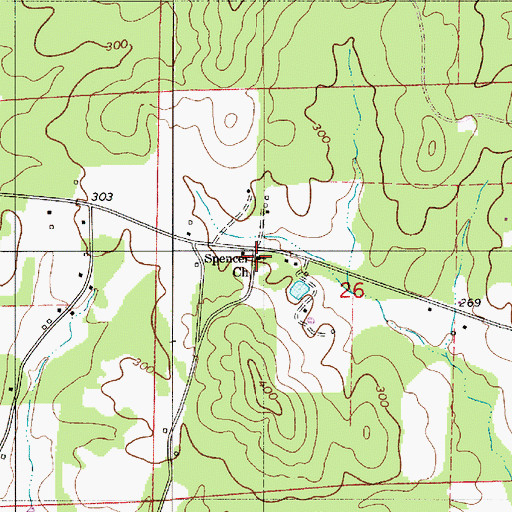 Topographic Map of Spencer Nazarene Church, AL
