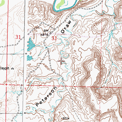 Topographic Map of Lone Cedar Reservoir, WY