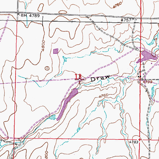 Topographic Map of Amerada Reservoir, WY