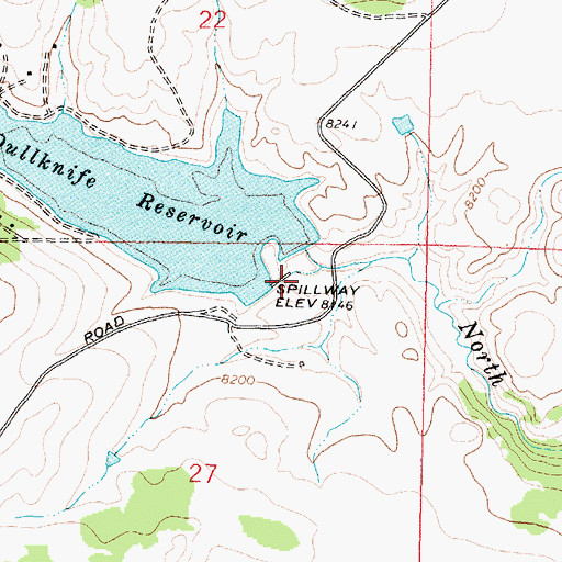 Topographic Map of Dull Knife Dam, WY