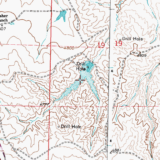 Topographic Map of Fisher Reservoir, WY