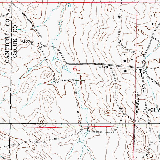 Topographic Map of Phil Dam, WY