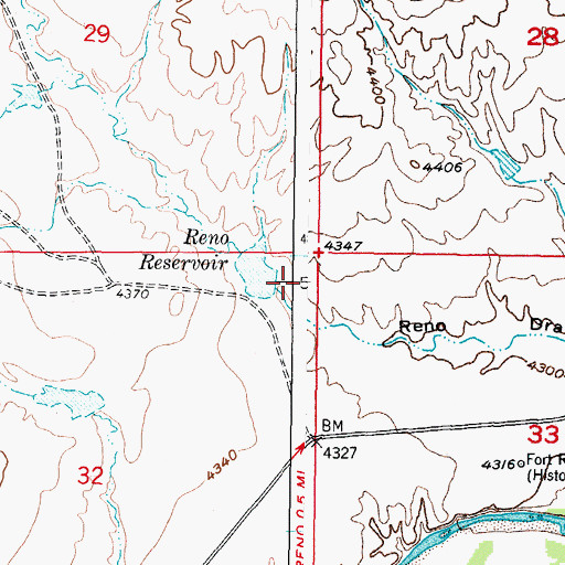 Topographic Map of Reno Dam, WY