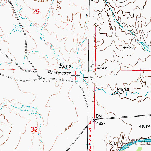 Topographic Map of Reno Reservoir, WY