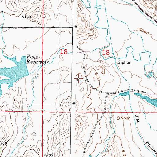Topographic Map of Pass Creek Number 2 Reservoir, WY