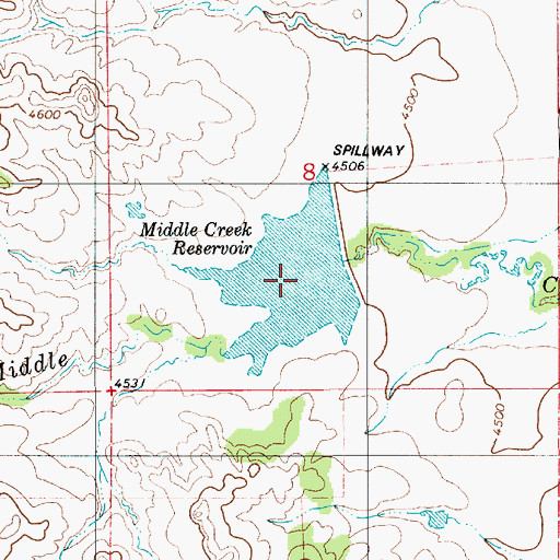 Topographic Map of Middle Creek Reservoir, WY