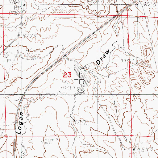 Topographic Map of Lazy Y Number 1 Reservoir, WY