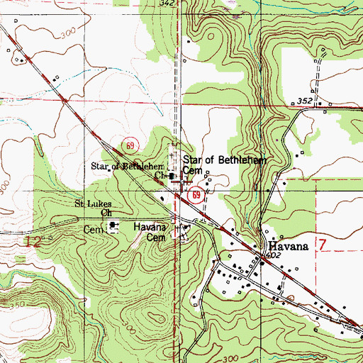 Topographic Map of Star of Bethlehem Cemetery, AL