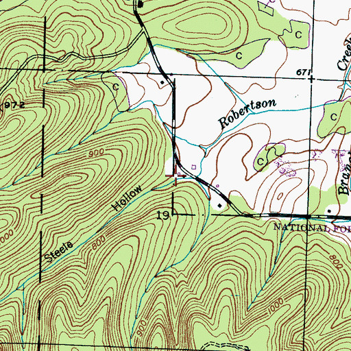 Topographic Map of Steele Hollow, AL