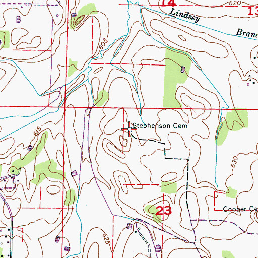 Topographic Map of Stephenson Cemetery, AL