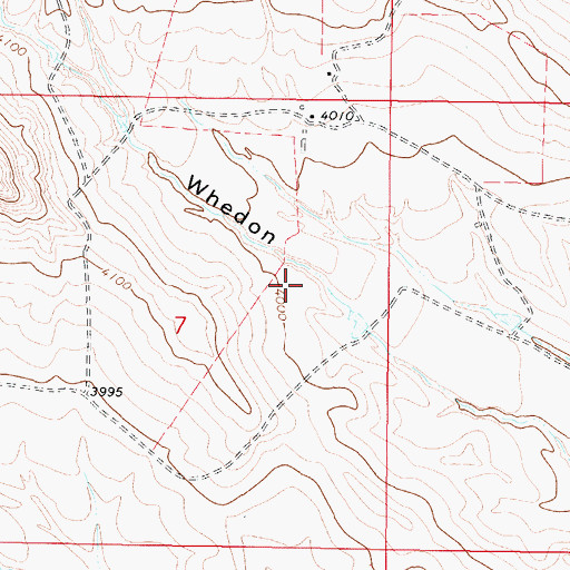 Topographic Map of Whedon Number 1 Reservoir, WY