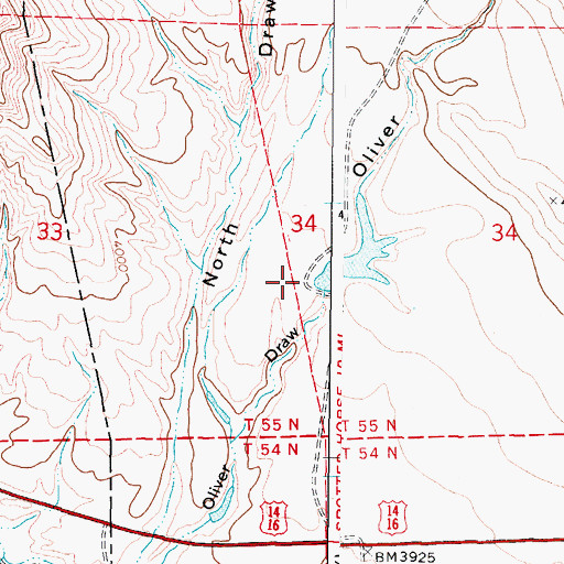 Topographic Map of Okeson Dam, WY