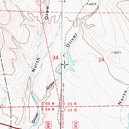 Topographic Map of Okeson Reservoir, WY