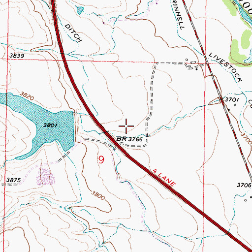 Topographic Map of Windy Draw Reservoir, WY