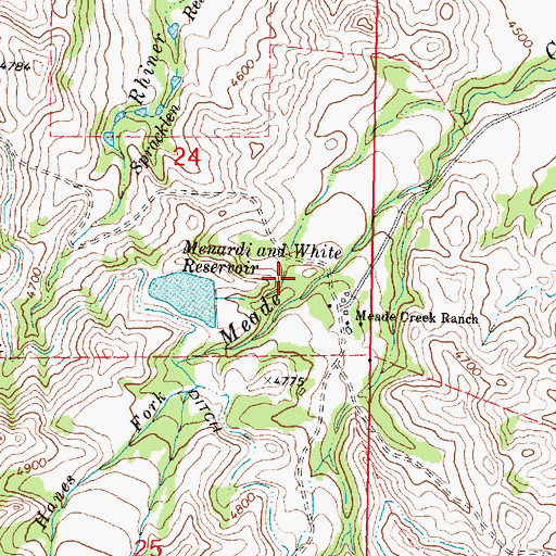 Topographic Map of Menardi and White Dam, WY