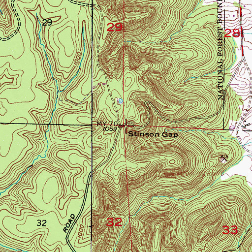 Topographic Map of Stinson Gap, AL