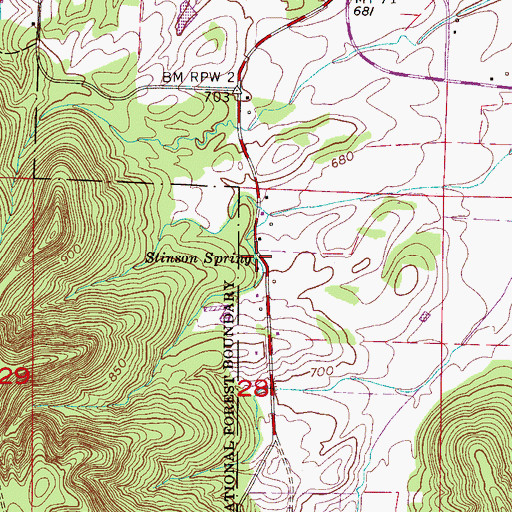Topographic Map of Stinson Spring, AL