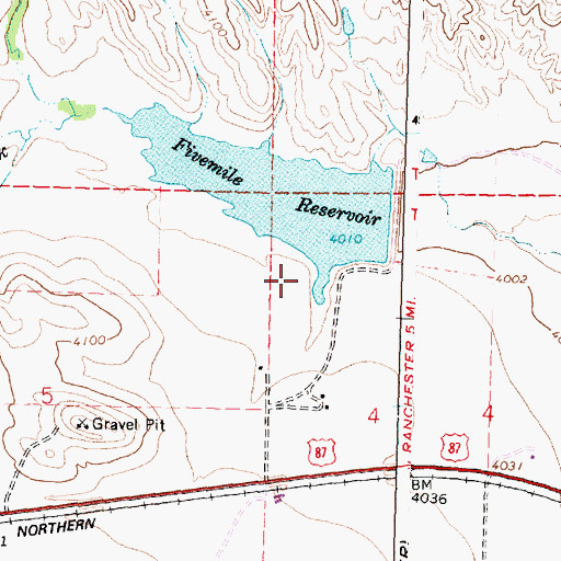 Topographic Map of Padlock Number 1 A Five Mile Reservoir, WY
