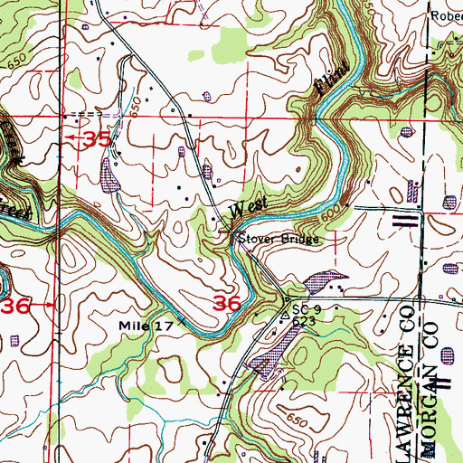 Topographic Map of Stover Bridge, AL