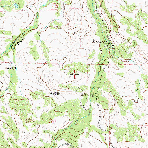 Topographic Map of Kiewit Stockade Creek Reservoir Number 1, WY