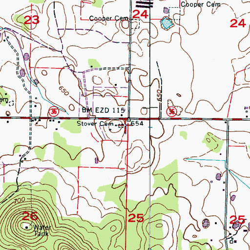 Topographic Map of Stover Cemetery, AL