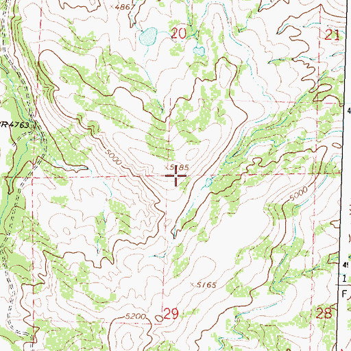 Topographic Map of Kiewit Herbs Creek Number 2 Reservoir, WY