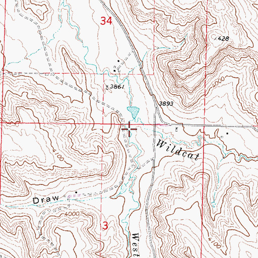 Topographic Map of Paul Number 3 Reservoir, WY