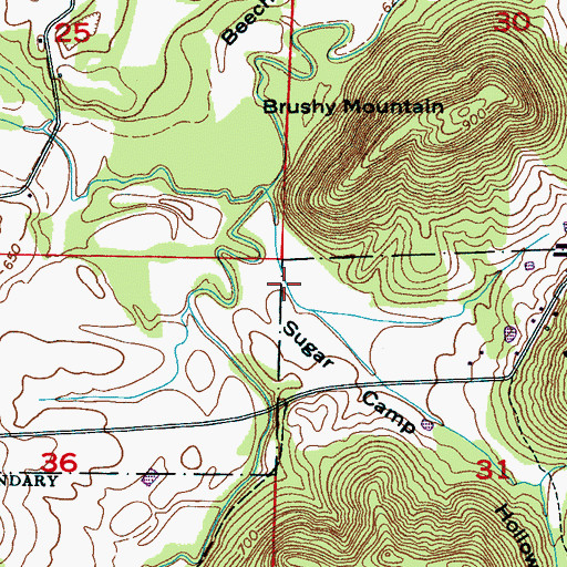 Topographic Map of Sugar Camp Hollow, AL