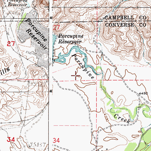 Topographic Map of Porcupine Dam, WY