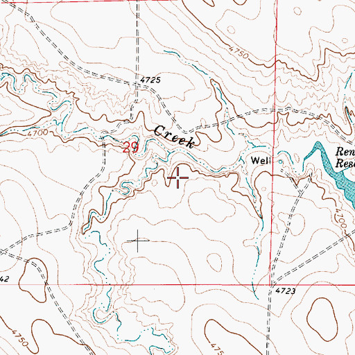 Topographic Map of Reno Number 1 Reservoir, WY