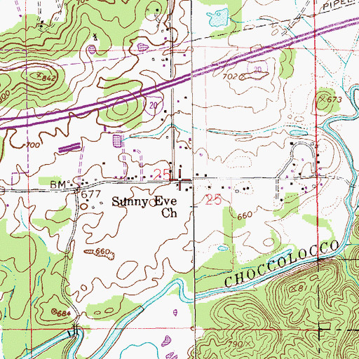 Topographic Map of Sunny Eve Baptist Church, AL