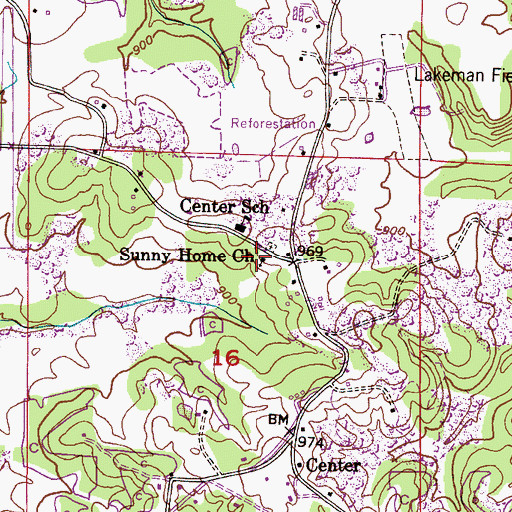 Topographic Map of Sunny Home Church, AL