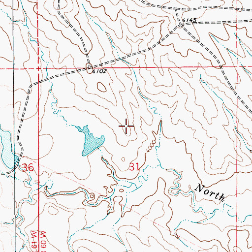 Topographic Map of Big Jordy Number 1 Reservoir, WY