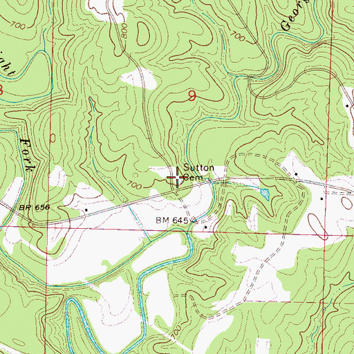 Topographic Map of Sutton Cemetery, AL