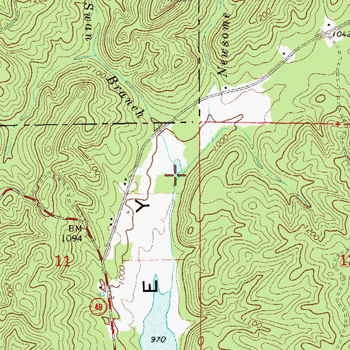 Topographic Map of Swan Branch, AL