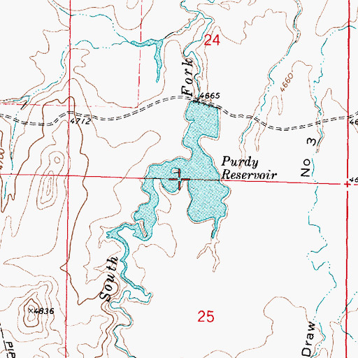 Topographic Map of Purdy Dam, WY