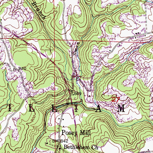 Topographic Map of Swan Branch, AL