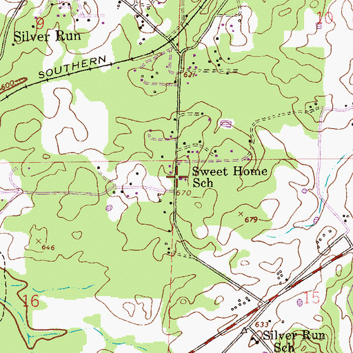 Topographic Map of Sweet Home School, AL