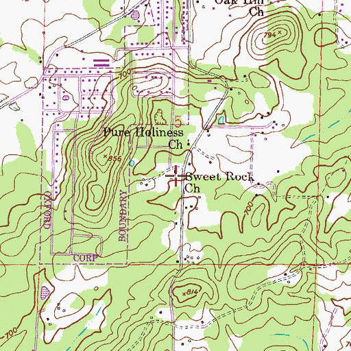 Topographic Map of Sweet Rock Baptist Church, AL