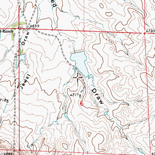 Topographic Map of Reed Dam, WY