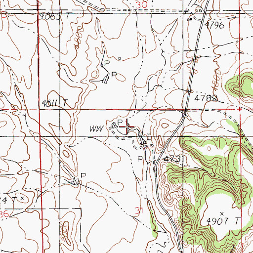 Topographic Map of Martin Thompson Dam, WY