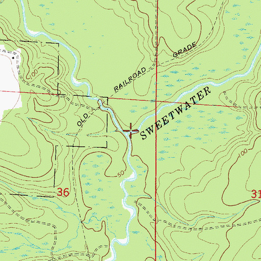 Topographic Map of Sweetwater Creek, FL